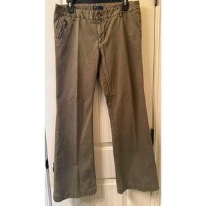 Gap Women's Size 8 Brown Chino Pants Stretch Bootcut Flare Zipper Detail